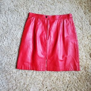 Leather 2000 Red Leather Mini Skirt